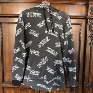 VS Pink Grey White Logo Hoodie Sweatshirt Size XS